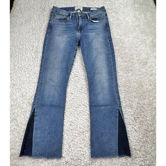 FRAME Le Crop Mini Boot Jean Raw Hem Austin Wash - Picture 2 of 11